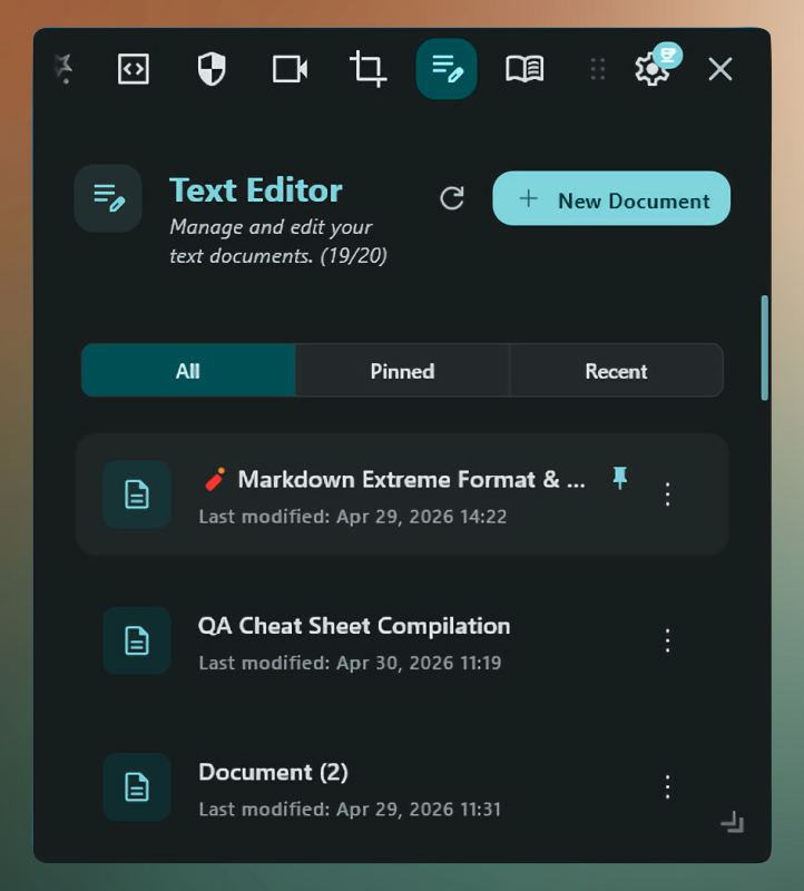 Text Editor plugin — Markdown with live preview
