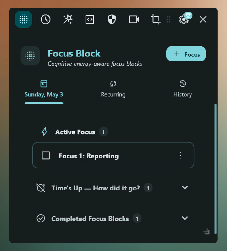 Focus Block plugin — Deep work timer