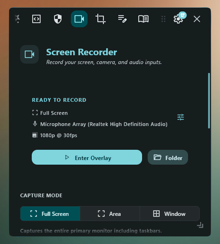 Screen Recorder plugin — Video capture tool