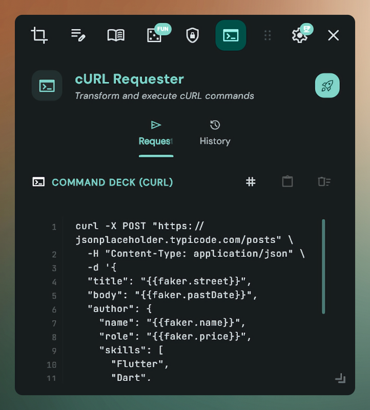 cURL Requester plugin — API testing